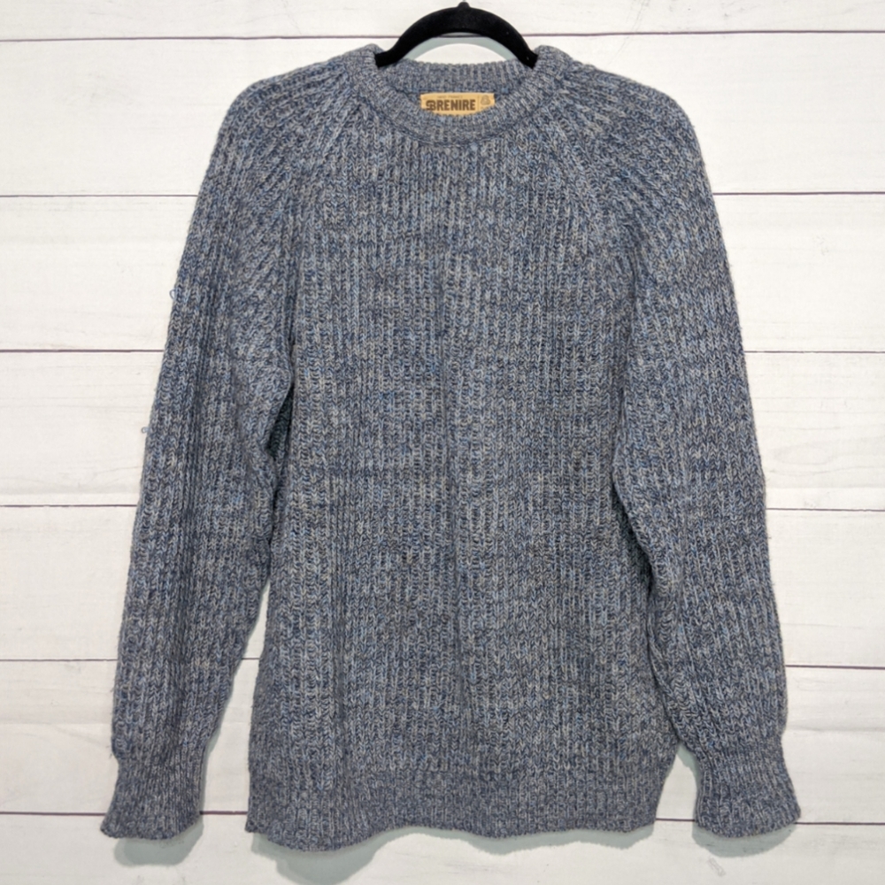 Hand Framed Brenire Wool Blue Pullover Sweater